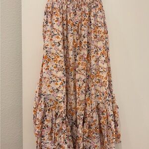 Free People Floral Maxi Skirt - Orange and Pink boho- chic fairy size XS